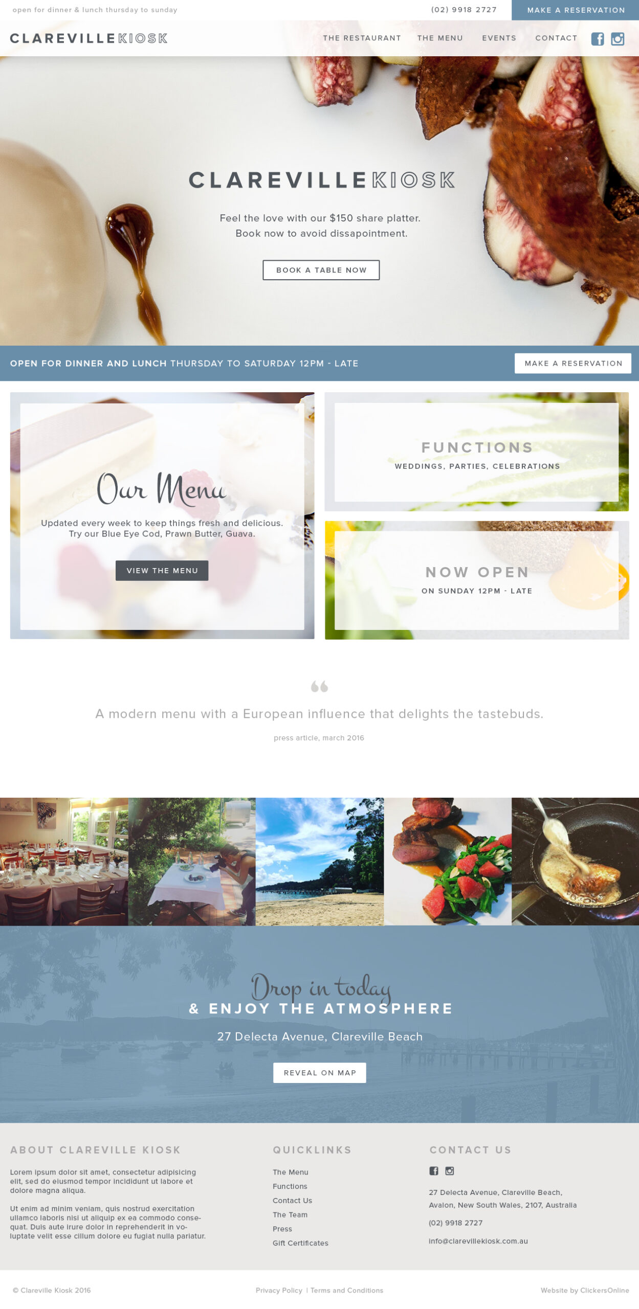 Clareville Kiosk - The website
