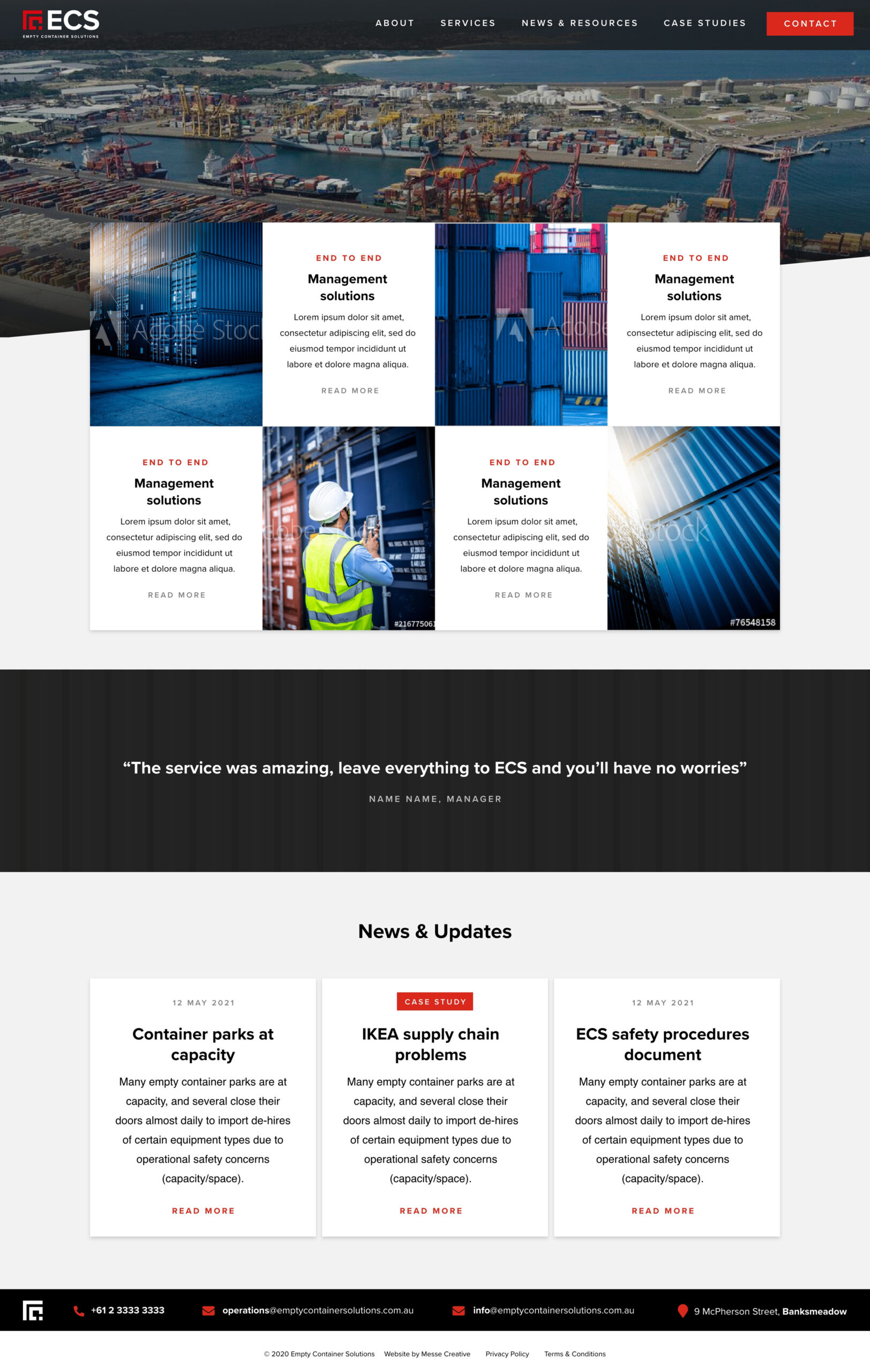 Empty Container Solutions - The website